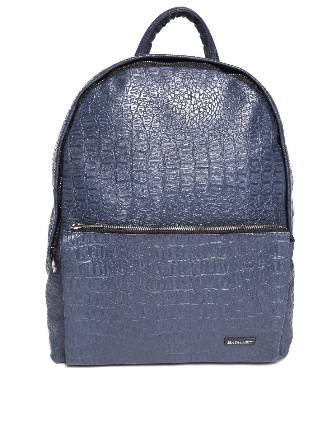 BAD HABIT Unisex Navy Croc Pattern Backpack Price in India