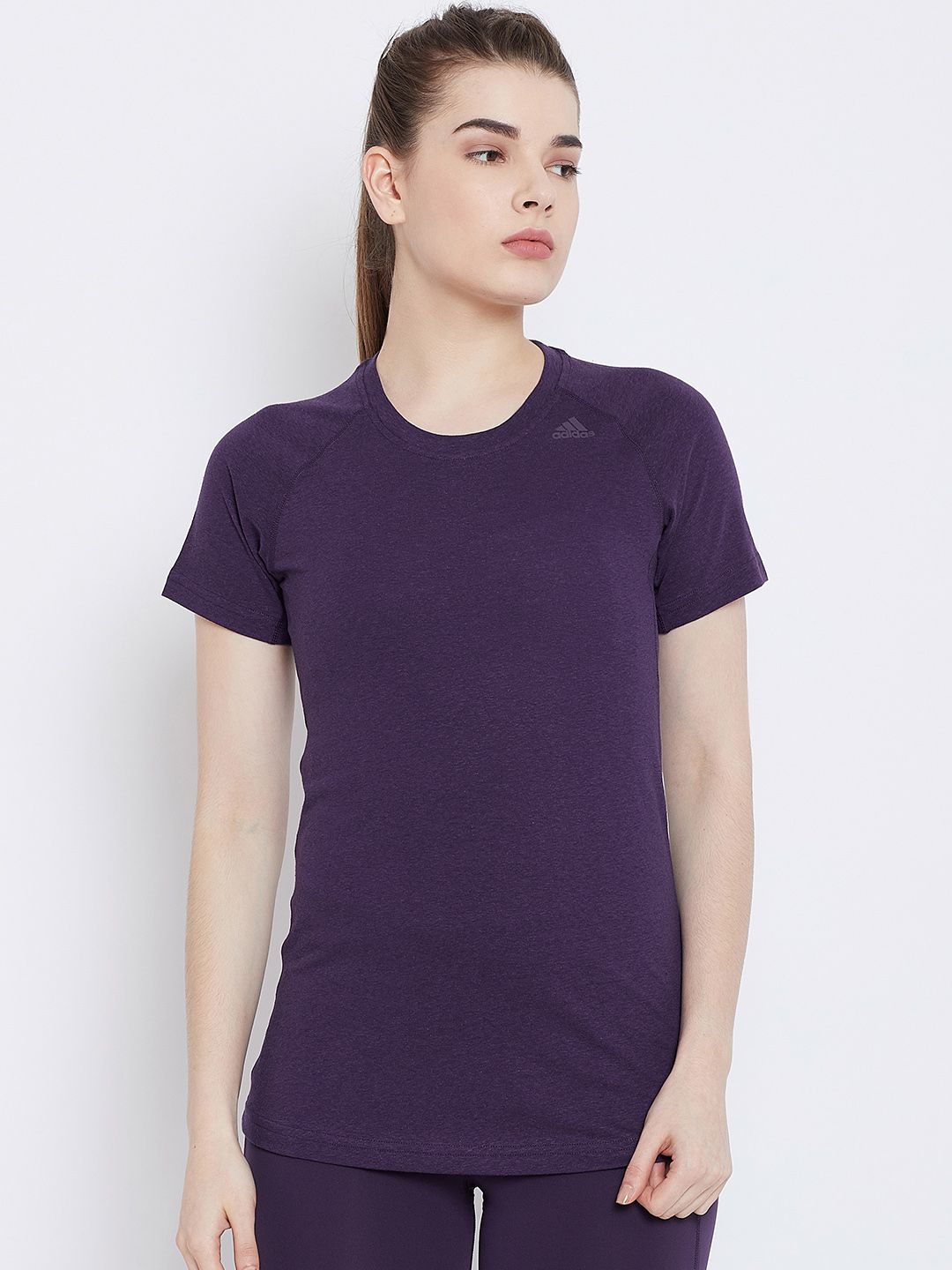 ADIDAS Women Purple Round Neck Freelift T-Shirt Price in India