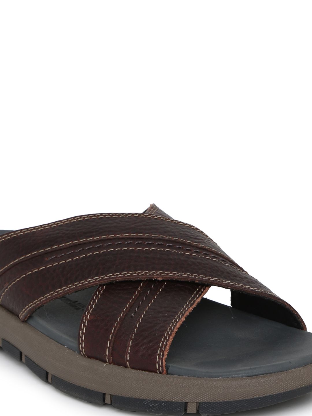 Clarks Brixby Cross Dark Brown Leather Sandals Clarks Brixby Cove Dark Brown Leather Sandal (Men main image 3