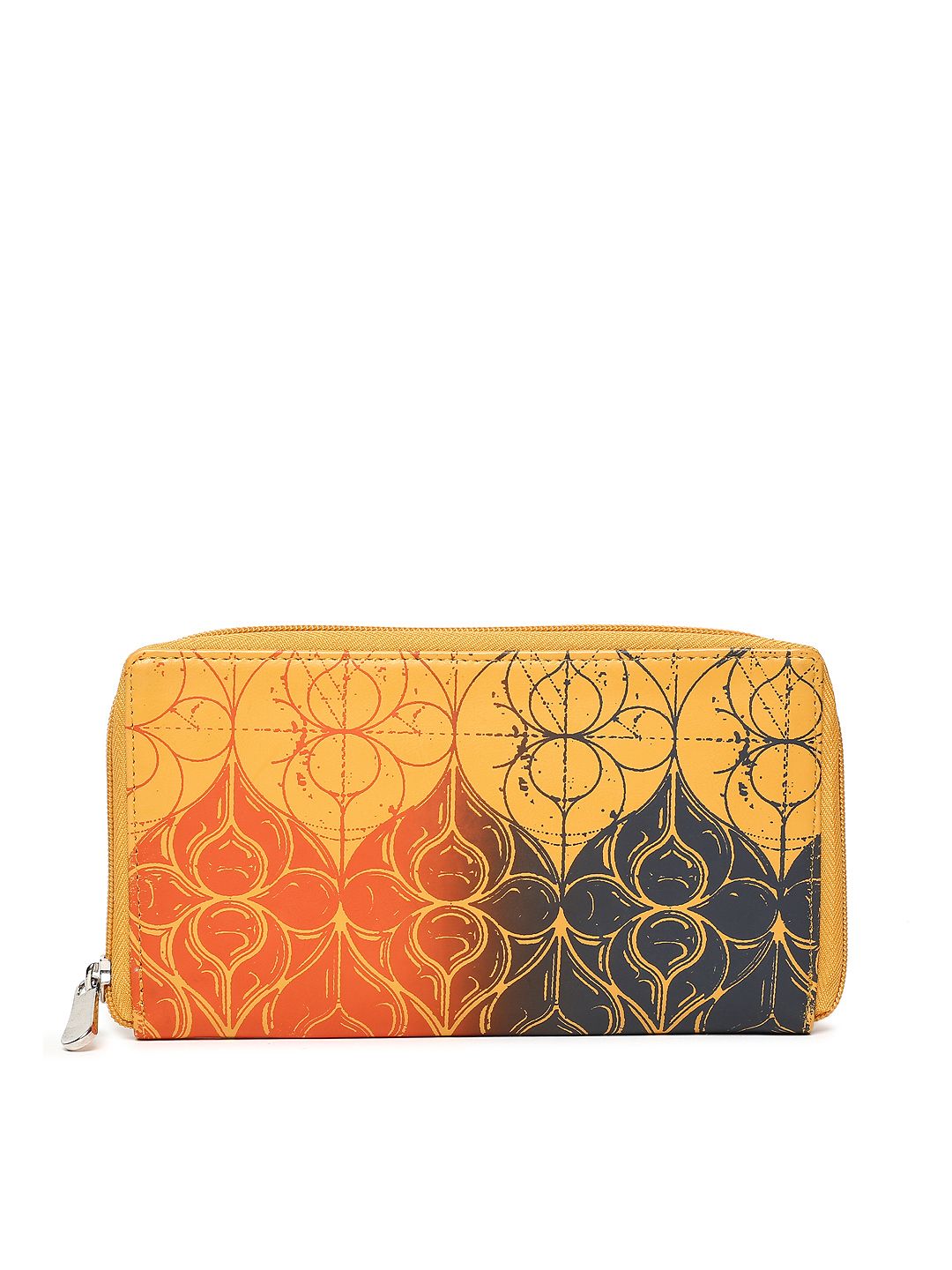 Baggit Women Yellow Printed Zip Around Wallet Price in India