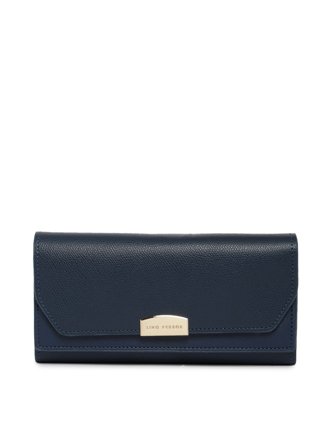 Lino Perros Women Blue Solid Three Fold Wallet Price in India