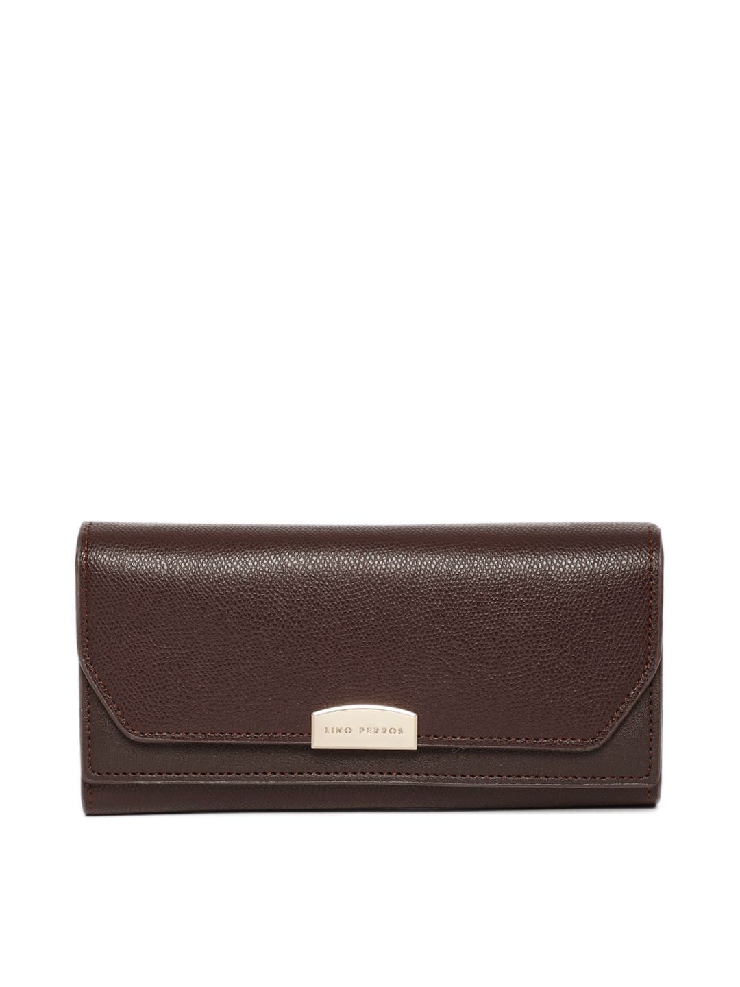 Lino Perros Women Brown Solid Three Fold Wallet Price in India