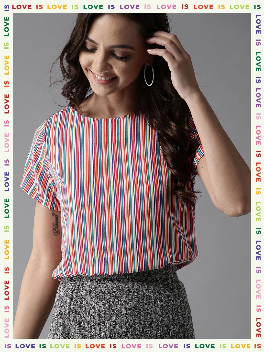 HERE&NOW Candy Store Multi-Toned Striped Top Price in India