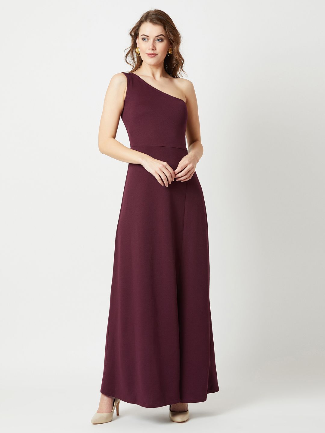 Miss Chase Women Maroon Solid Maxi Dress Price in India