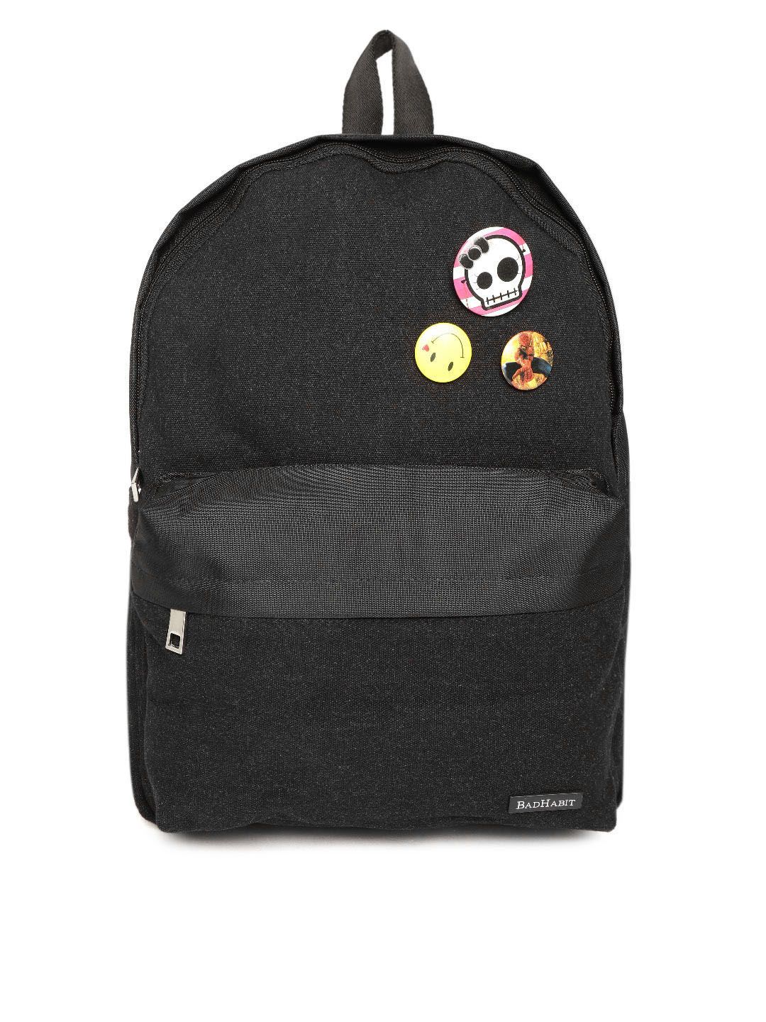 BAD HABIT Unisex Black Solid Backpack Price in India