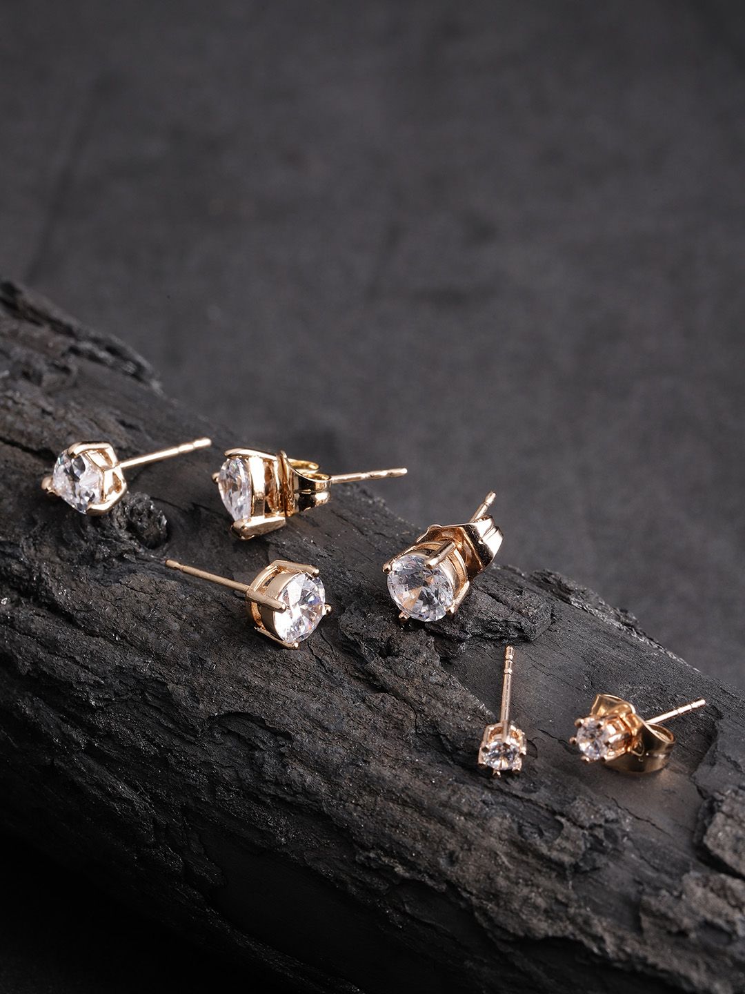 Carlton London Set of 3 Gold-Plated Studs Price in India
