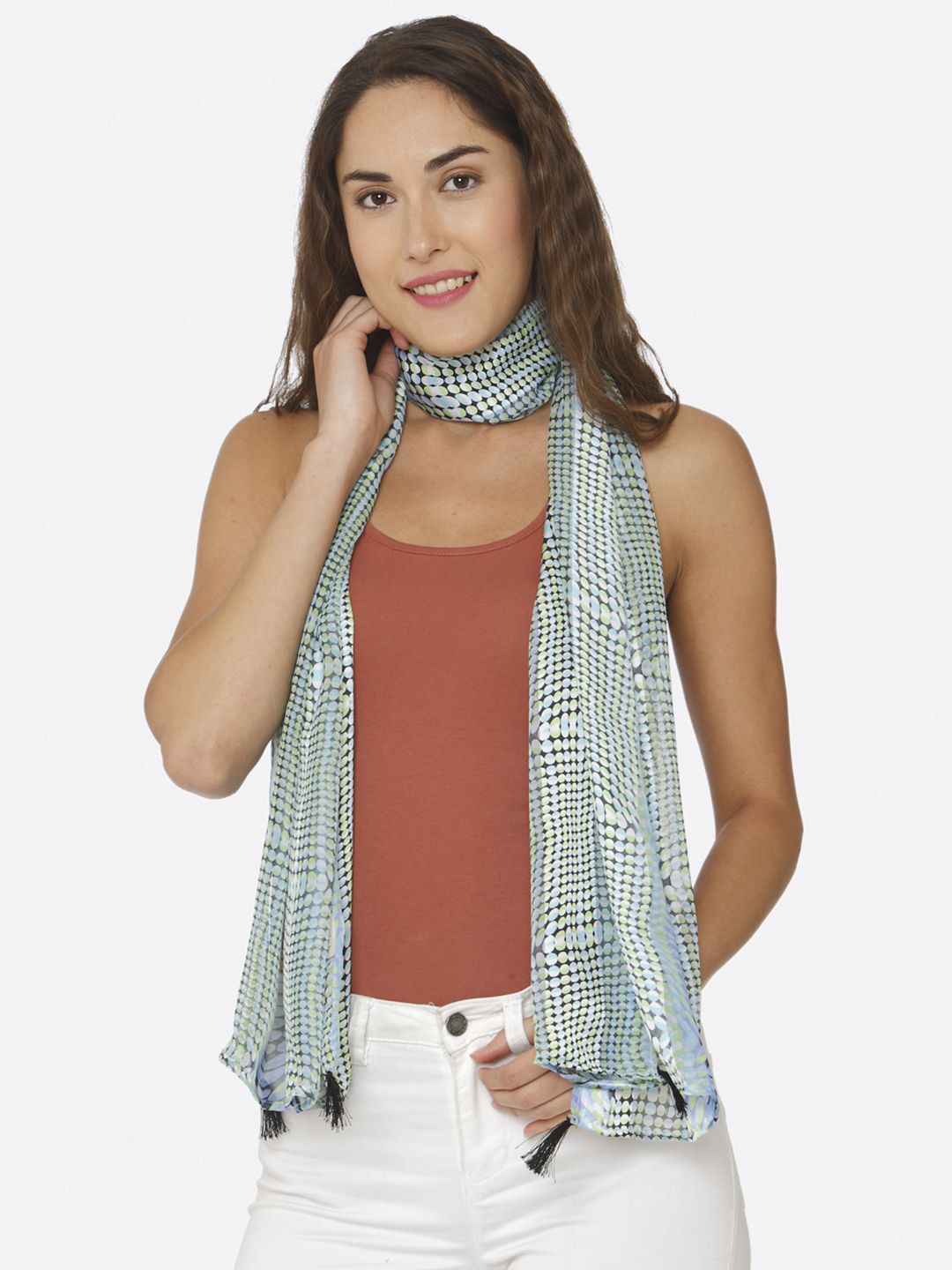 shiloh Blue & Grey Printed Scarf Price in India