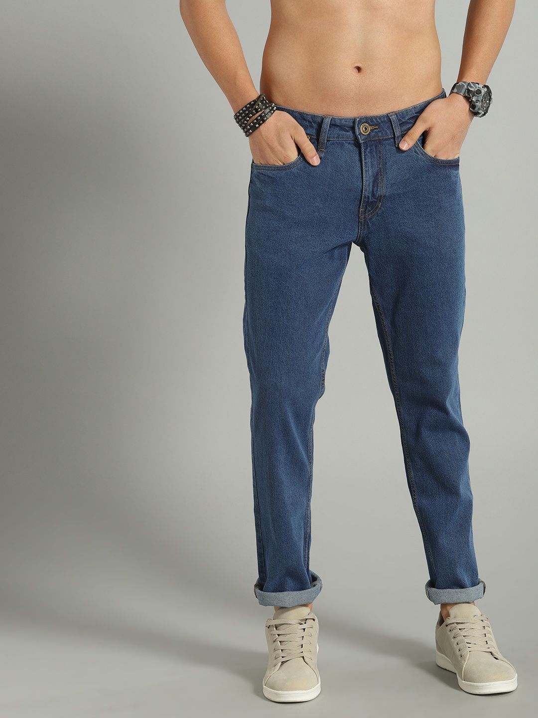 The Roadster Lifestyle Co Men Blue Slim Tapered Fit Mid-Rise Clean Look Stretchable Jeans