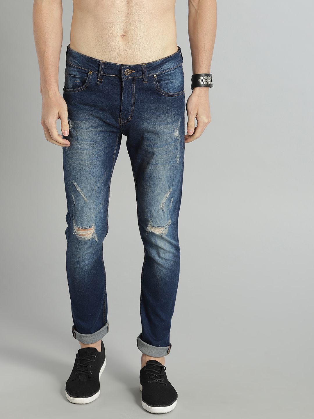 Buy Roadster Men Blue Skinny Fit Mid Rise Mildly Distressed