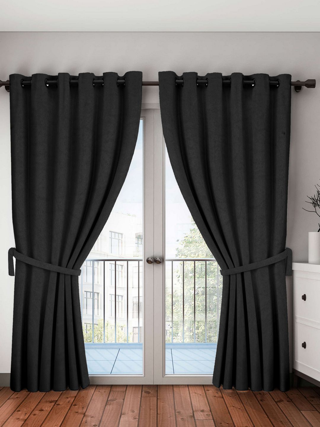 Home Sizzler Black Black Out Door Curtains Price in India