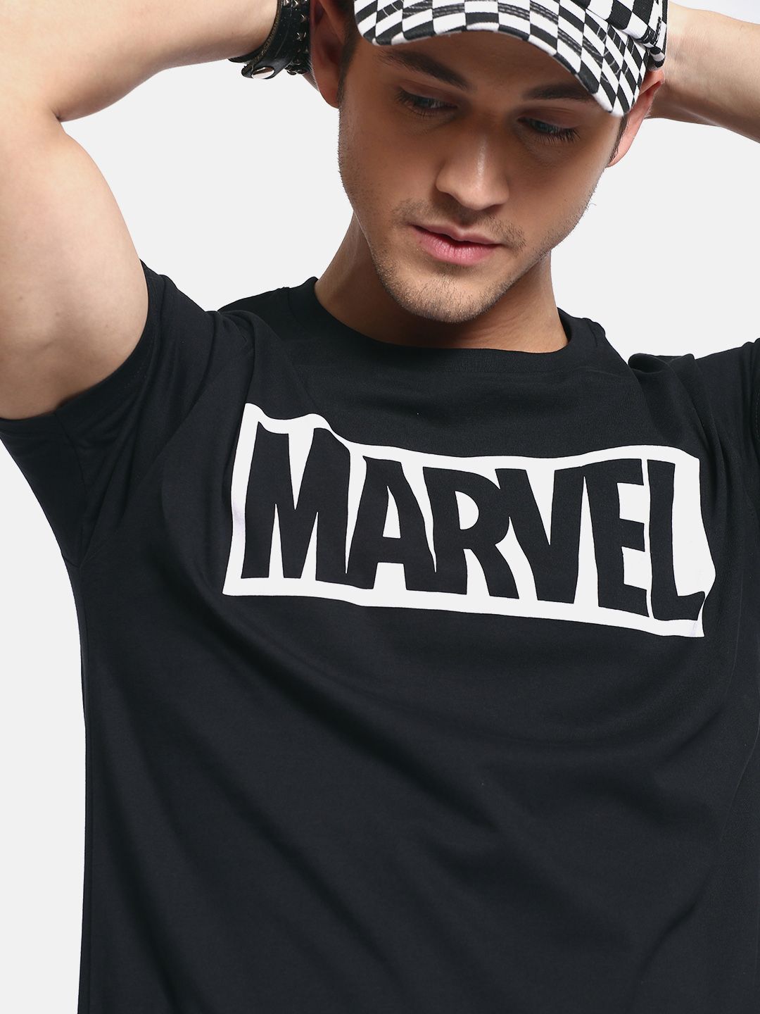 Kook N Keech Marvel Men Black Marvel Printed Round Neck T-shirt