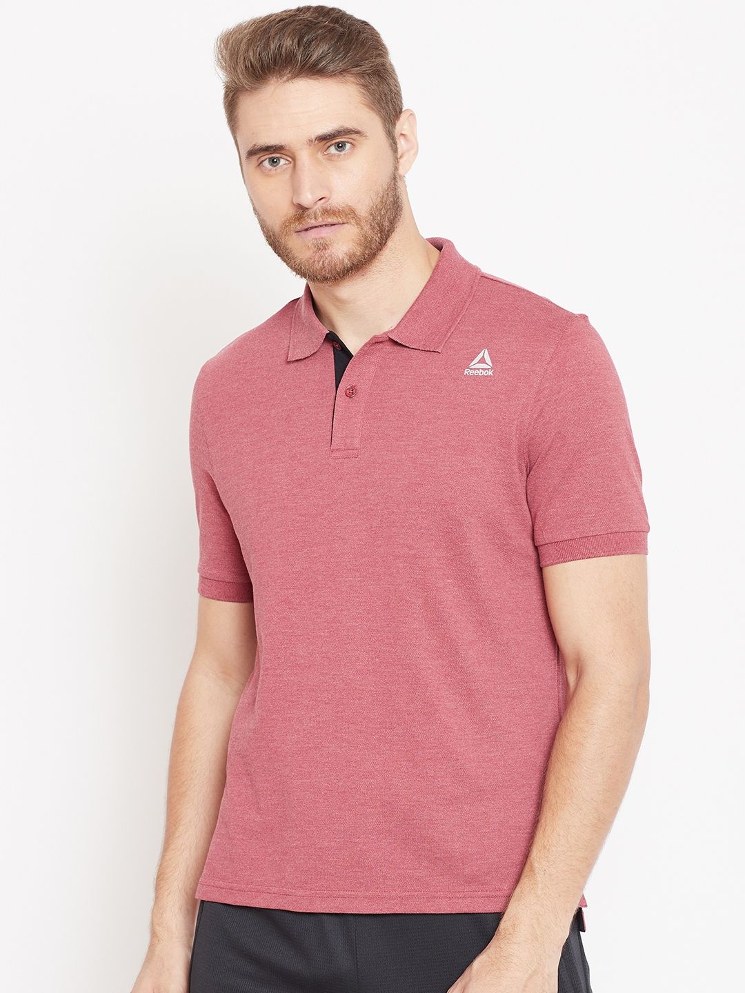 reebok polo shirts mens pink