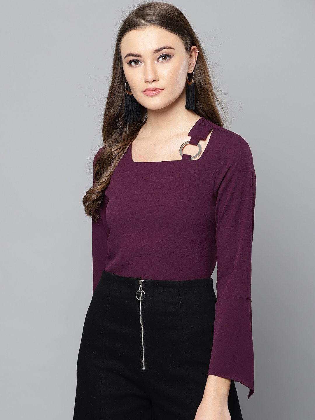 Harpa Women Aubergine Solid Top