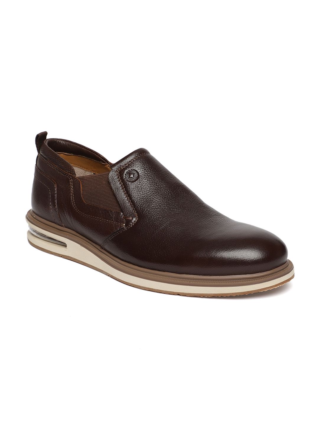 Ruosh Men Brown Solid Semi-Formal Leather Slip-on Shoes