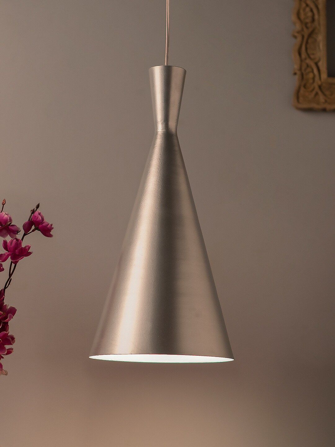 Homesake Silver-Toned Solid Handcrafted Pendent Lamp Price in India