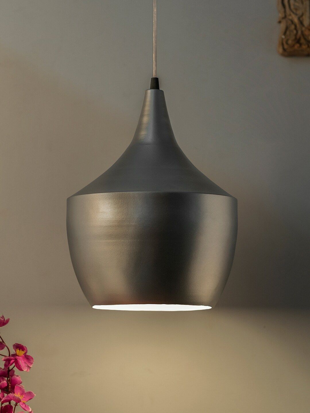 Homesake Silver-Toned Solid Handcrafted Hanging Lamp Price in India