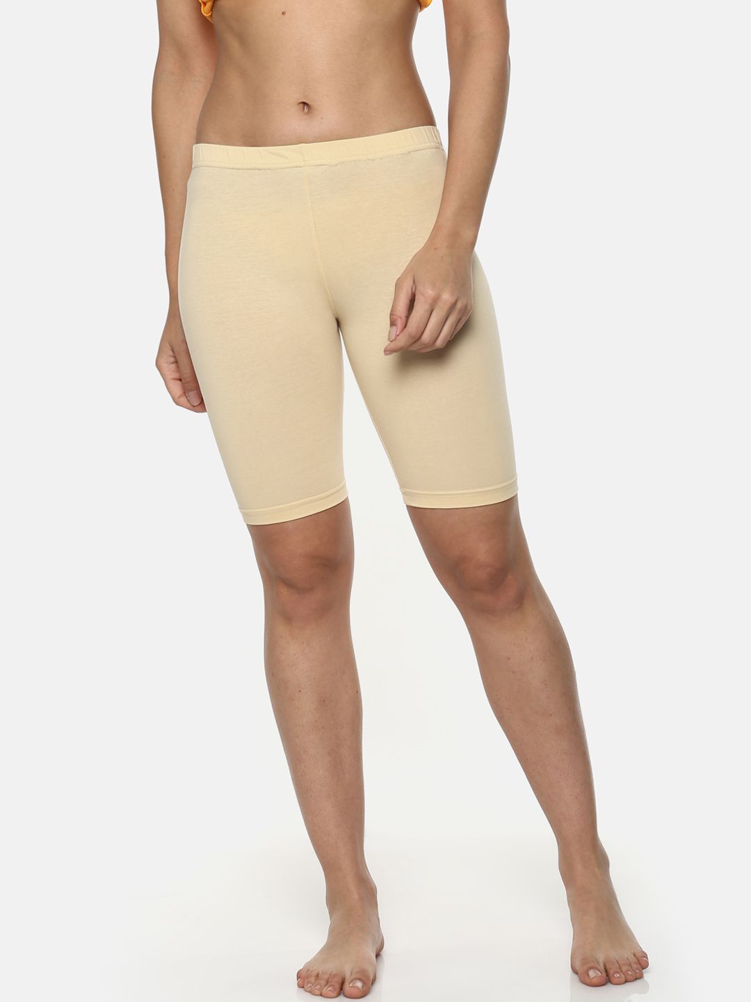 Leading Lady Women Cream-Coloured Solid Lounge Shorts c-short Price in India