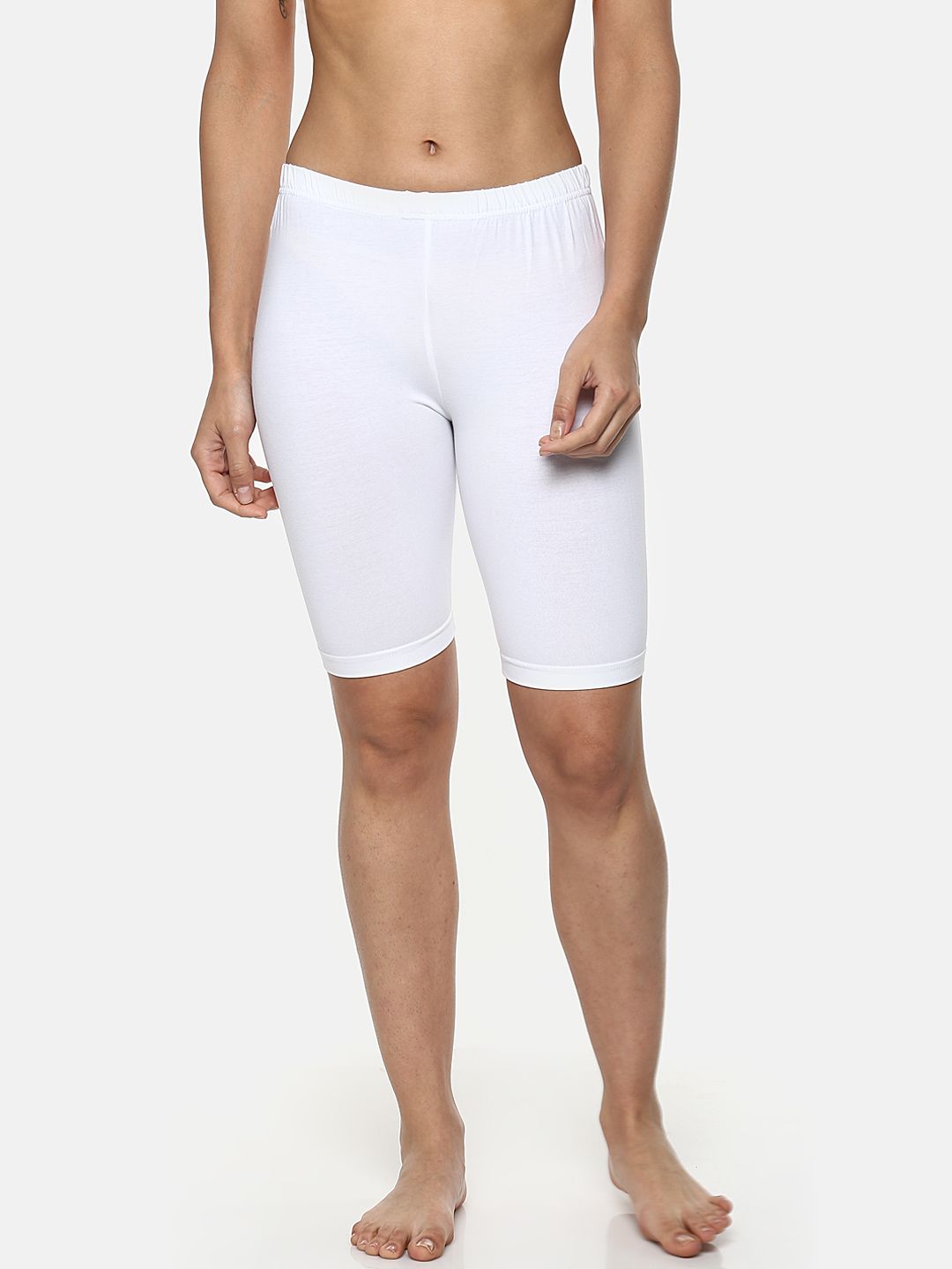 Leading Lady Women White Solid Lounge Shorts c-short Price in India