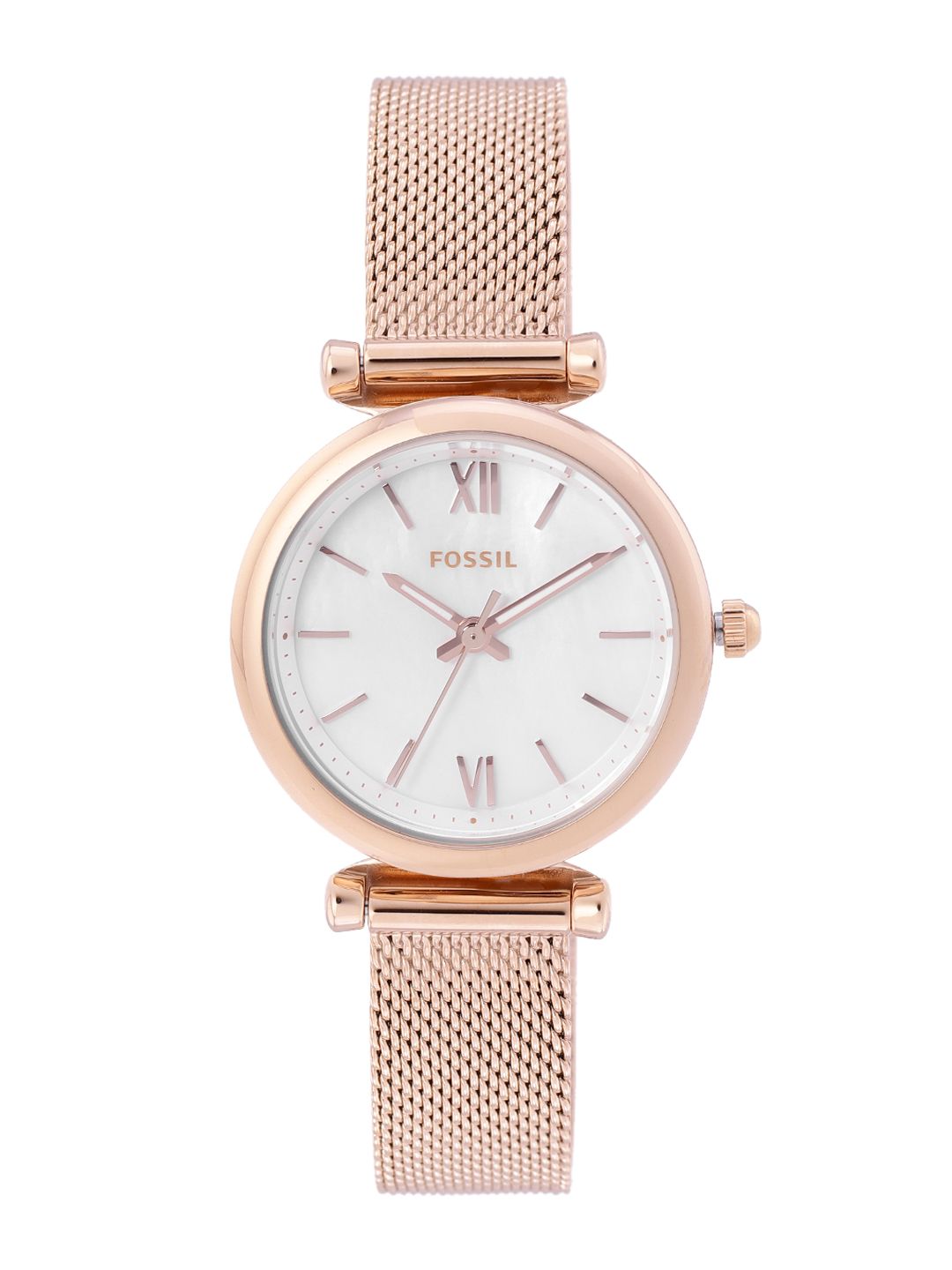 Fossil Women White Dial & Rose Gold-Plated Stainless Steel Straps Analogue Watch ES4433 Price in India