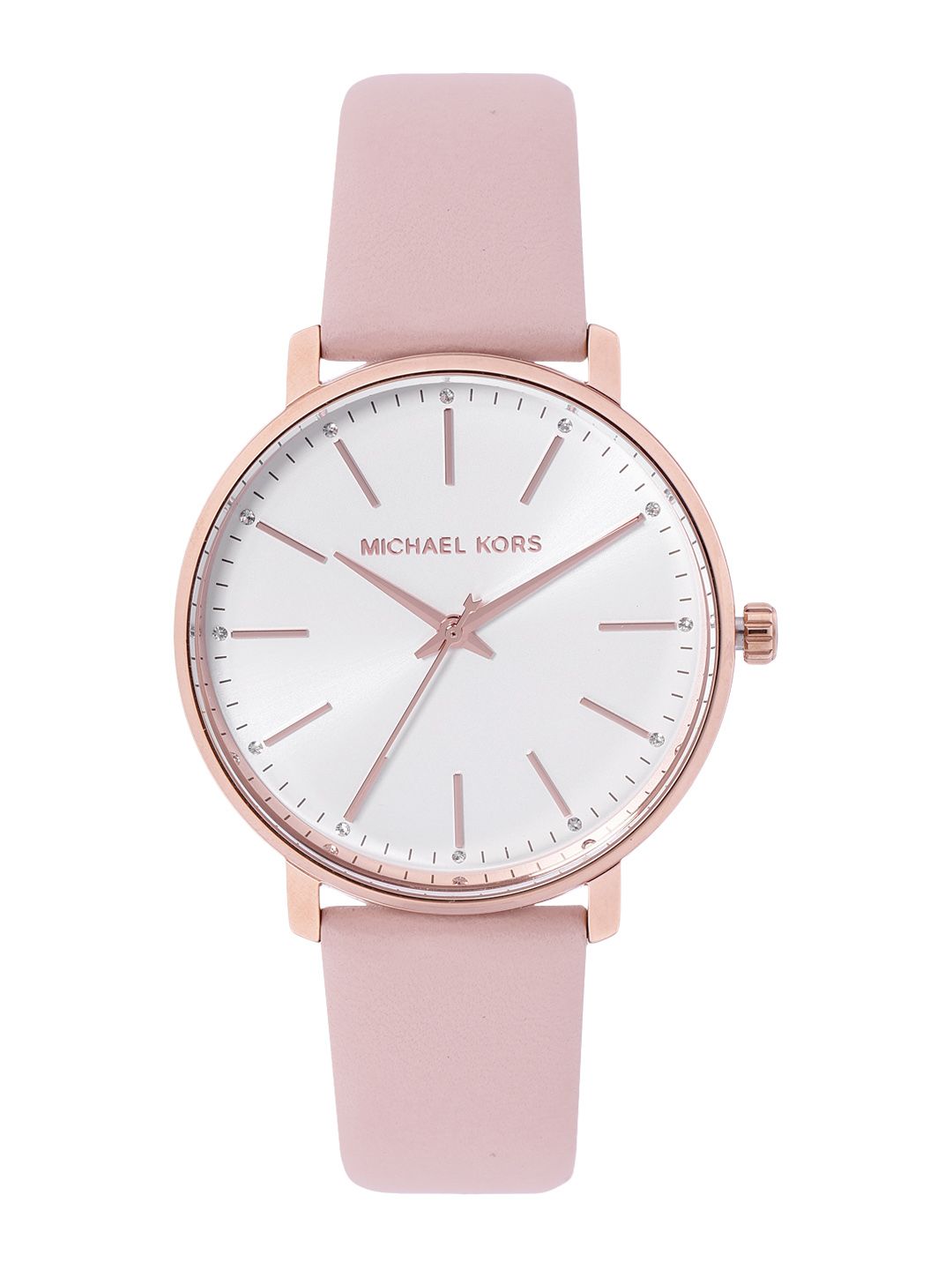 Michael Kors Women White Dial & Pink Leather Straps Analogue Watch MK2741 Price in India