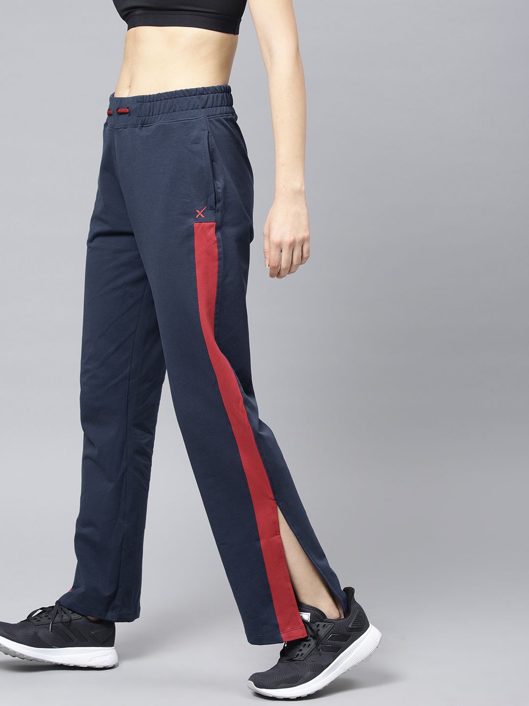HRX by Hrithik Roshan Women Navy Solid Side Slit Lifestyle Track Pants Price in India