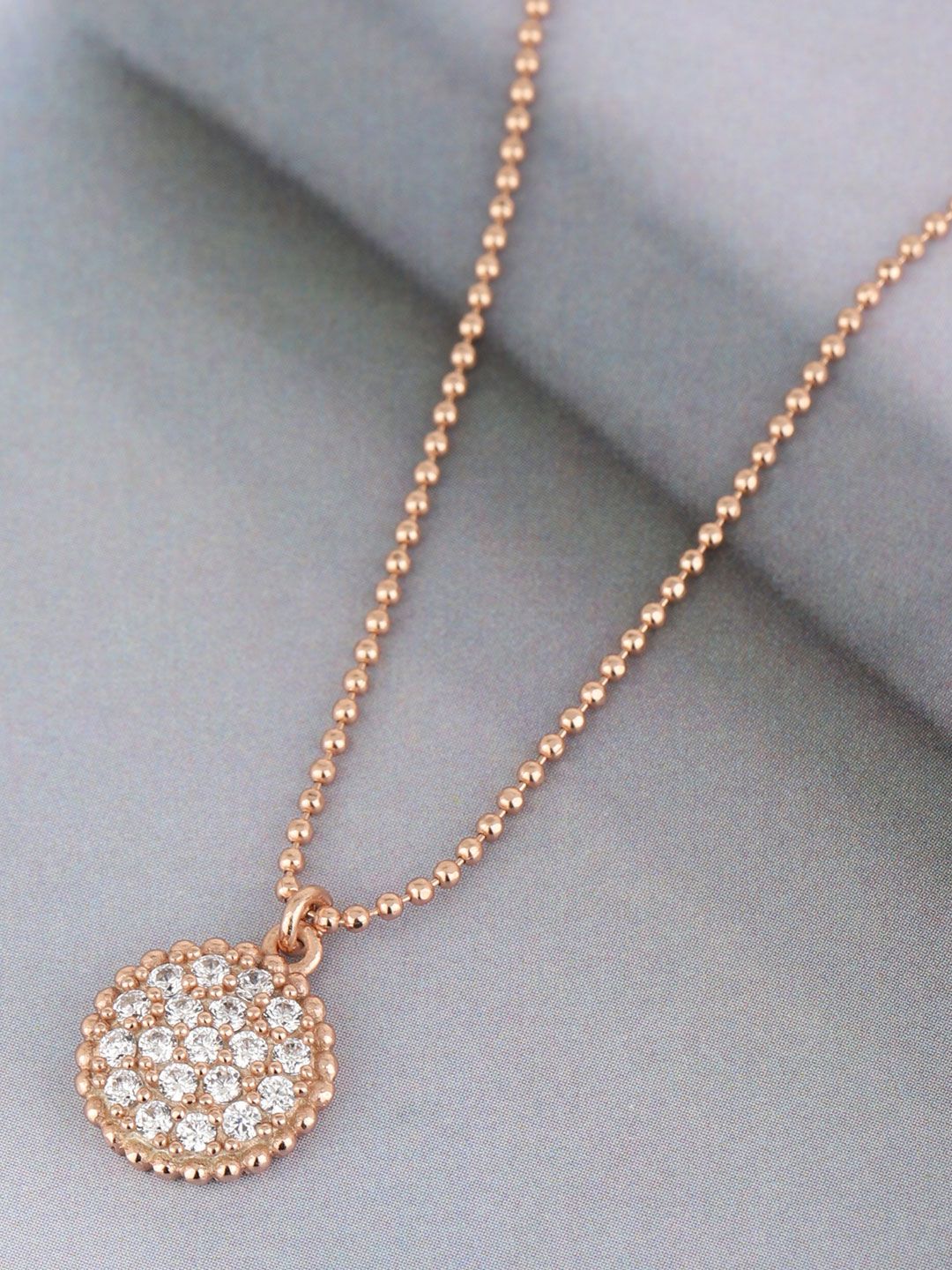 Carlton London Rose Gold-Plated CZ-Studded Necklace Price in India