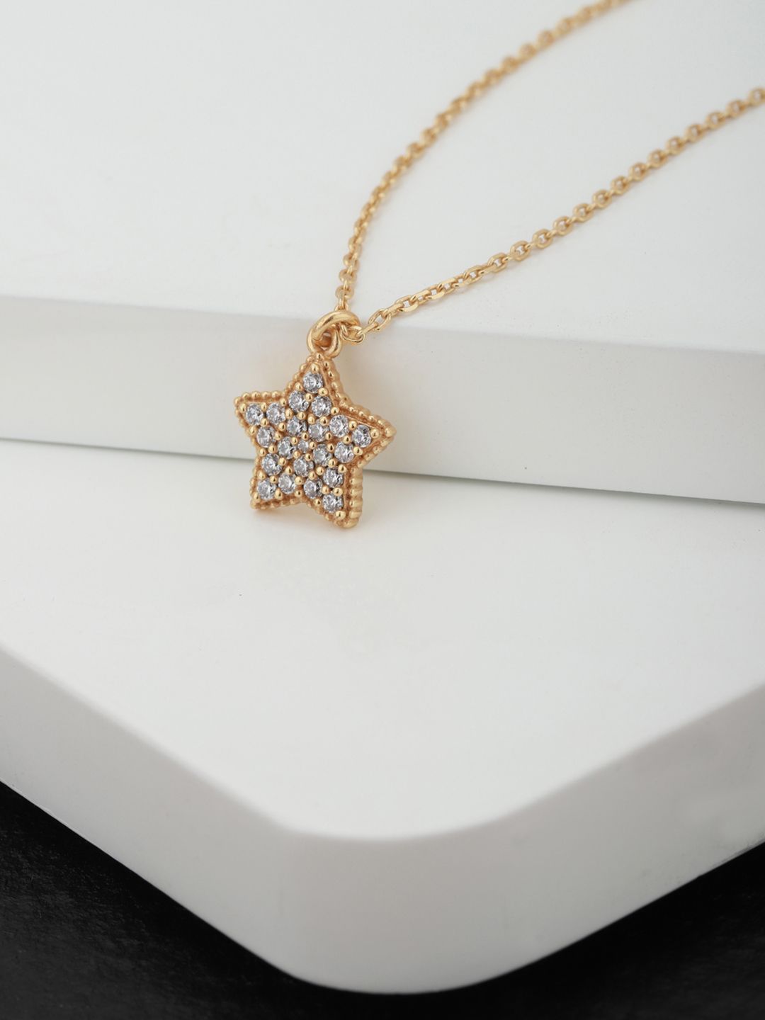 Carlton London Gold-Plated CZ-Studded Star-Shaped Necklace Price in India