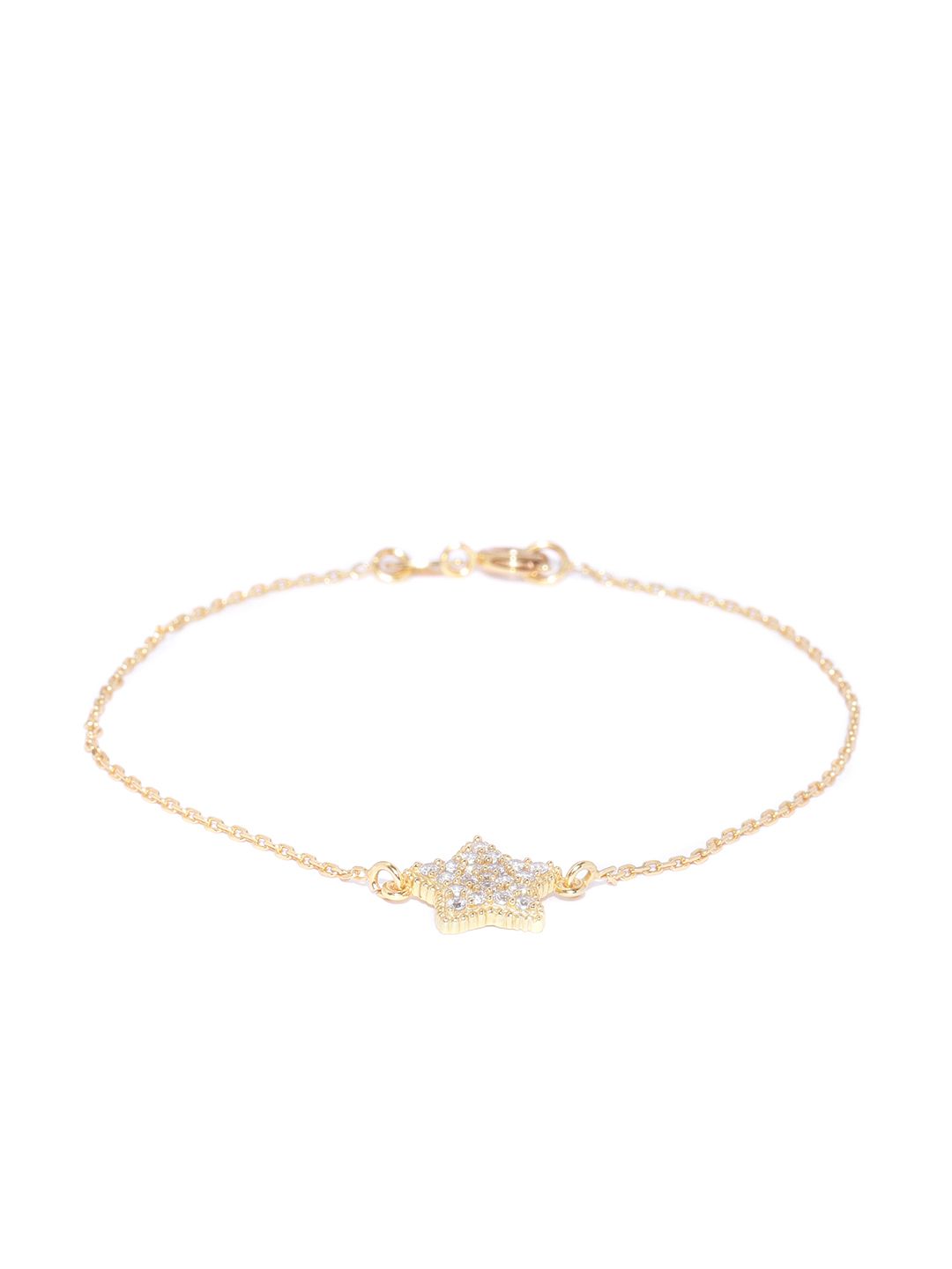 Carlton London Gold-Plated Stone-Studded Charm Bracelet Price in India