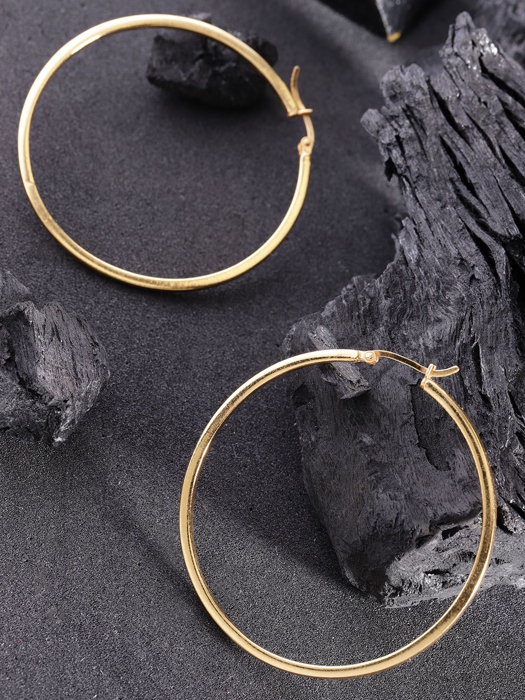 Carlton London Gold-Plated Circular Hoop Earrings Price in India