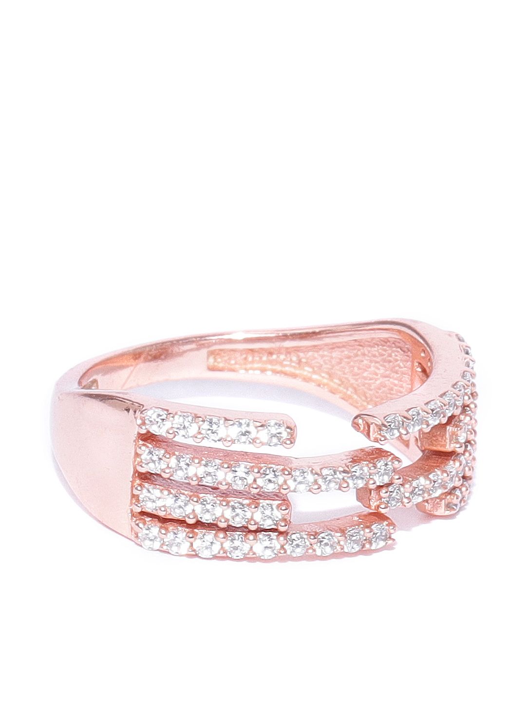 Carlton London Rose Gold-Plated CZ-studded Finger Ring Price in India