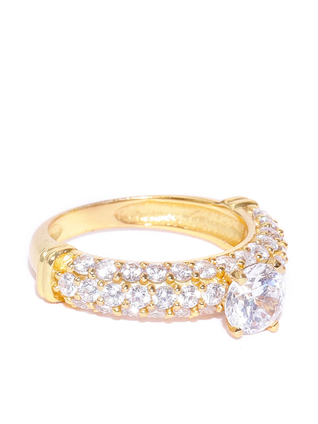 Carlton London Gold-Plated CZ-studded Finger Ring Price in India