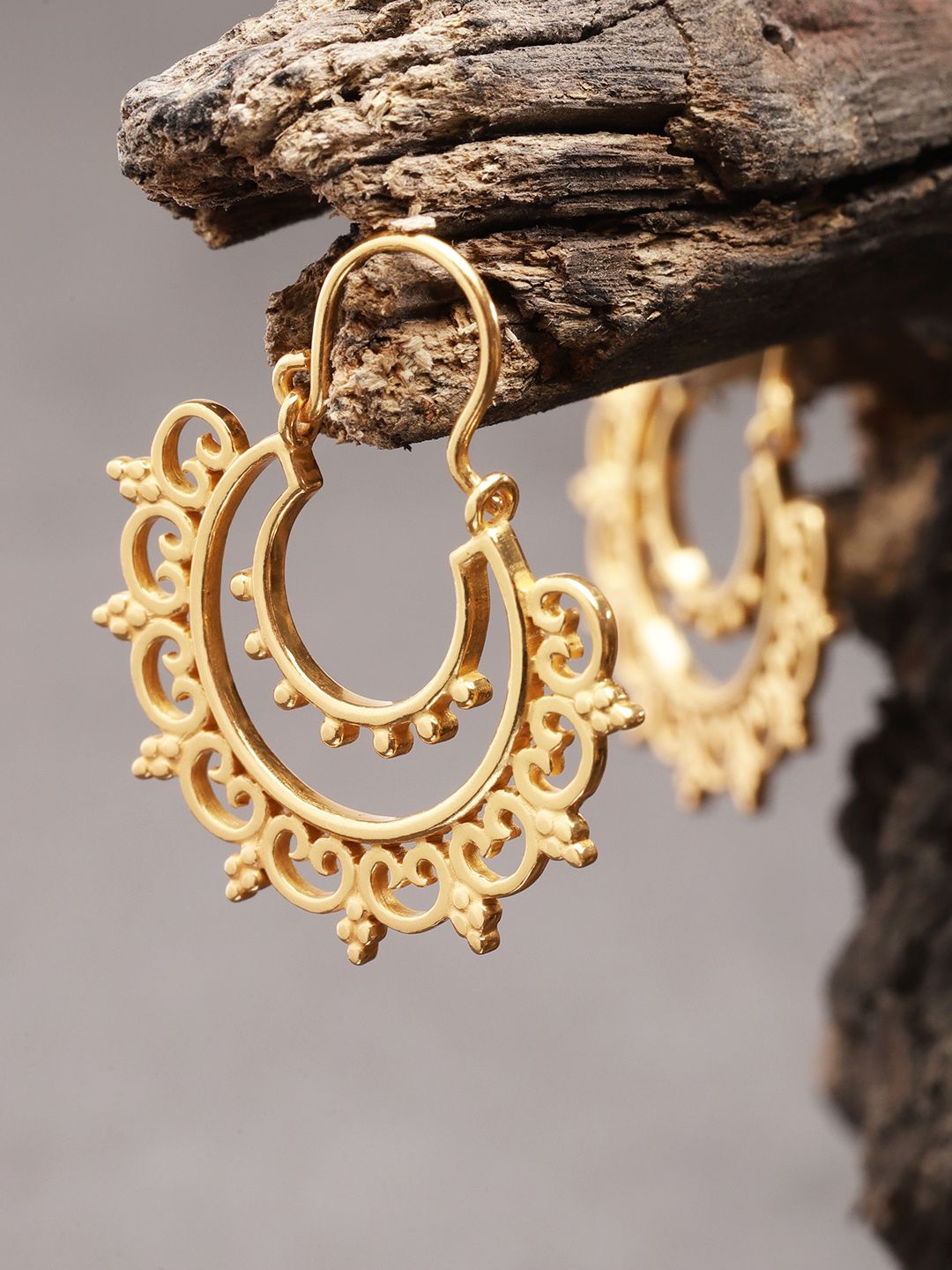 Carlton London Gold-Plated Crescent Shaped Drop Earrings Price in India