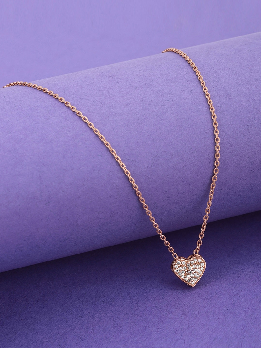 Carlton London Rose Gold-Plated CZ-Studded Necklace Price in India