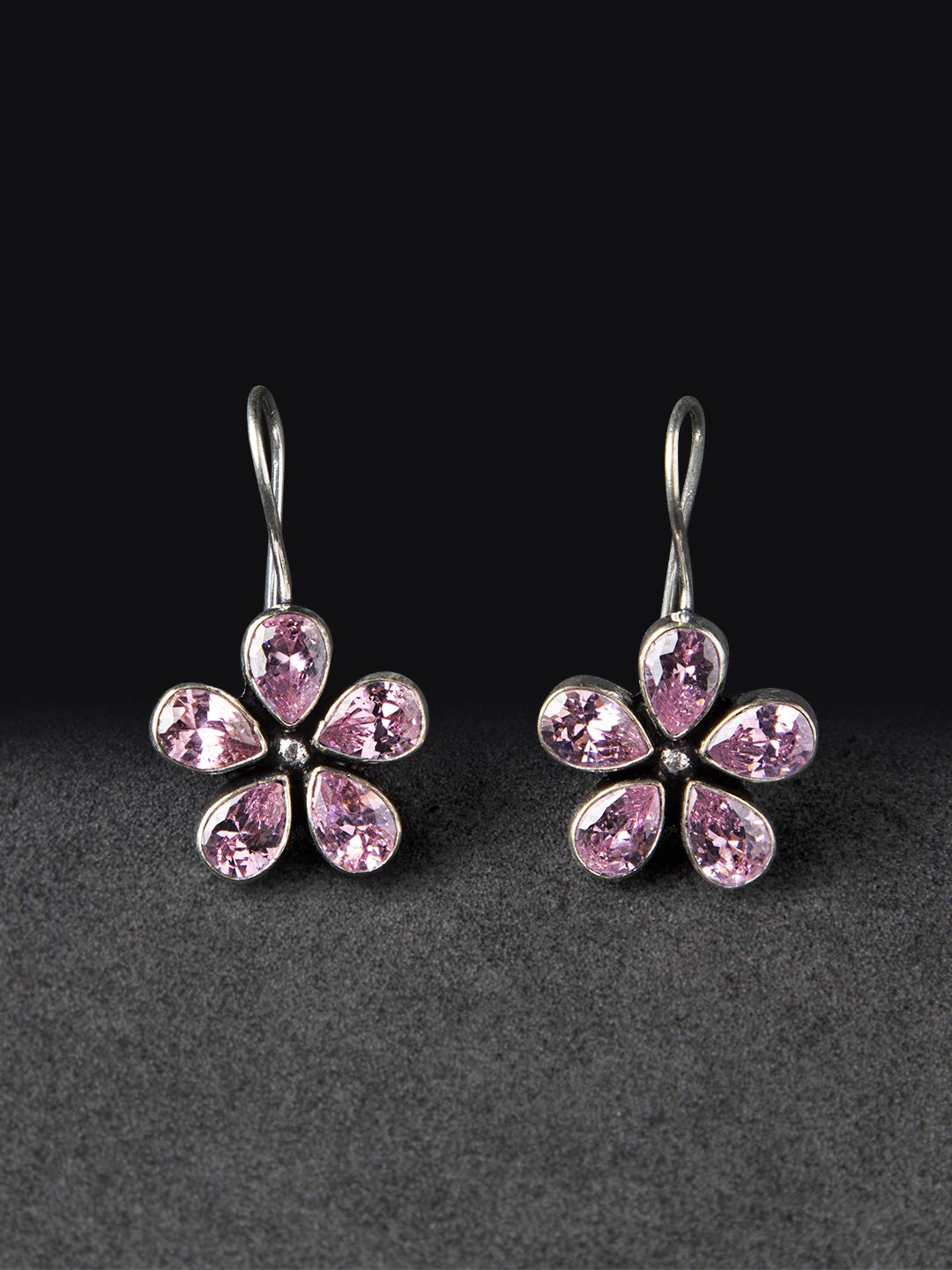 RUBANS 925 SILVER Silver-Plated Floral Drop Earrings Price in India