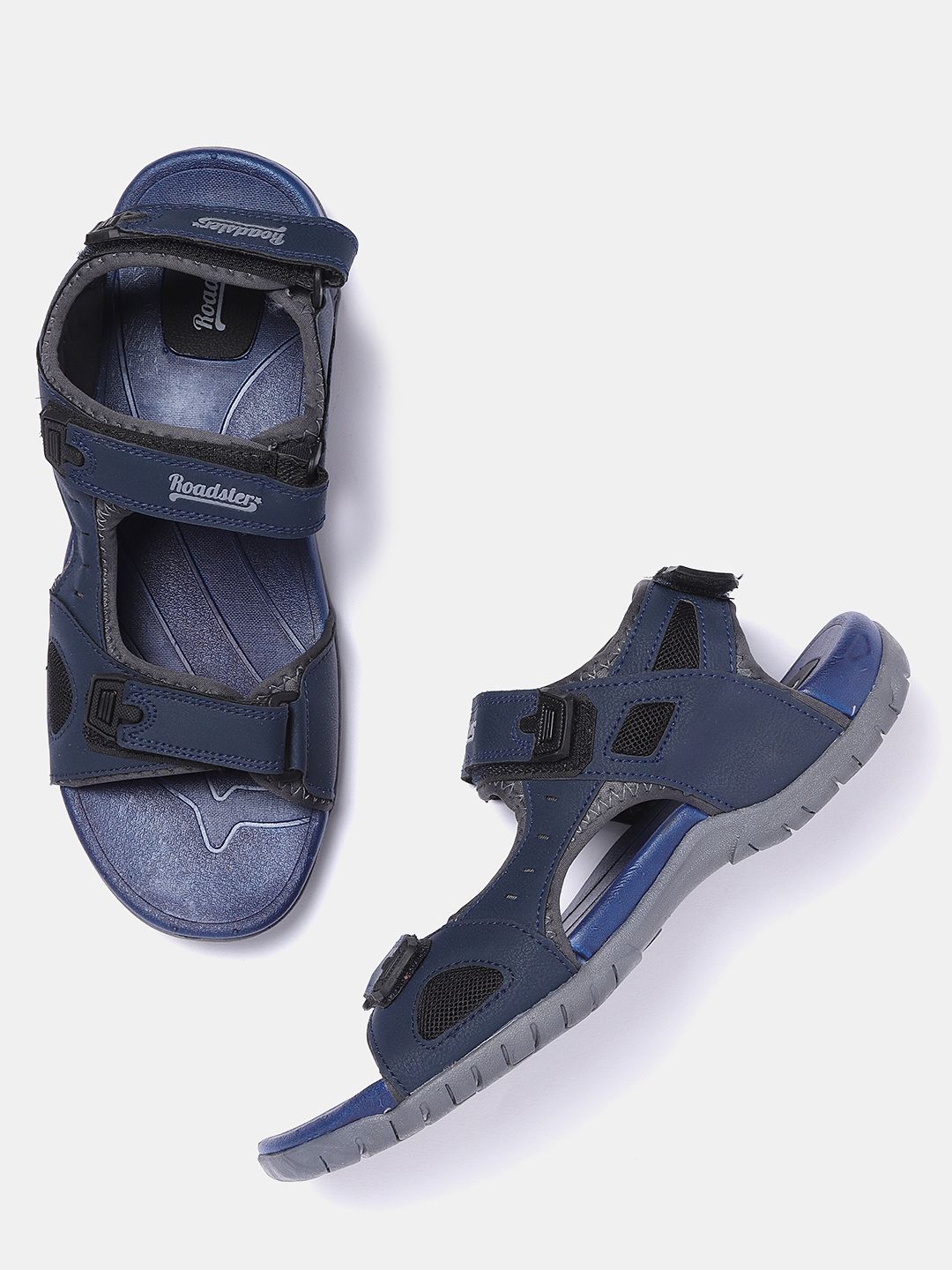 Roadster Men Navy Solid Sports Sandals