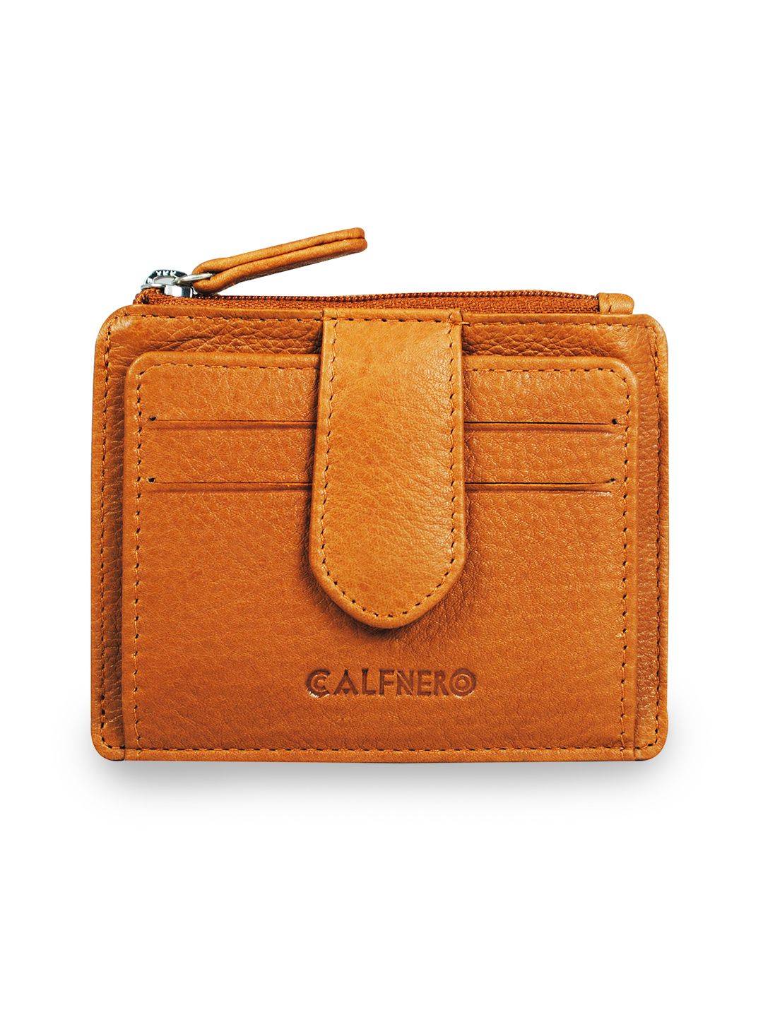 CALFNERO Unisex Tan Solid Card Holder Price in India