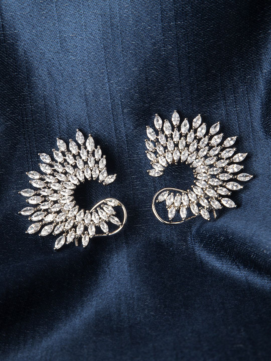 Rubans Silver-Plated Handcrafted Crescent Shaped Studs Price in India