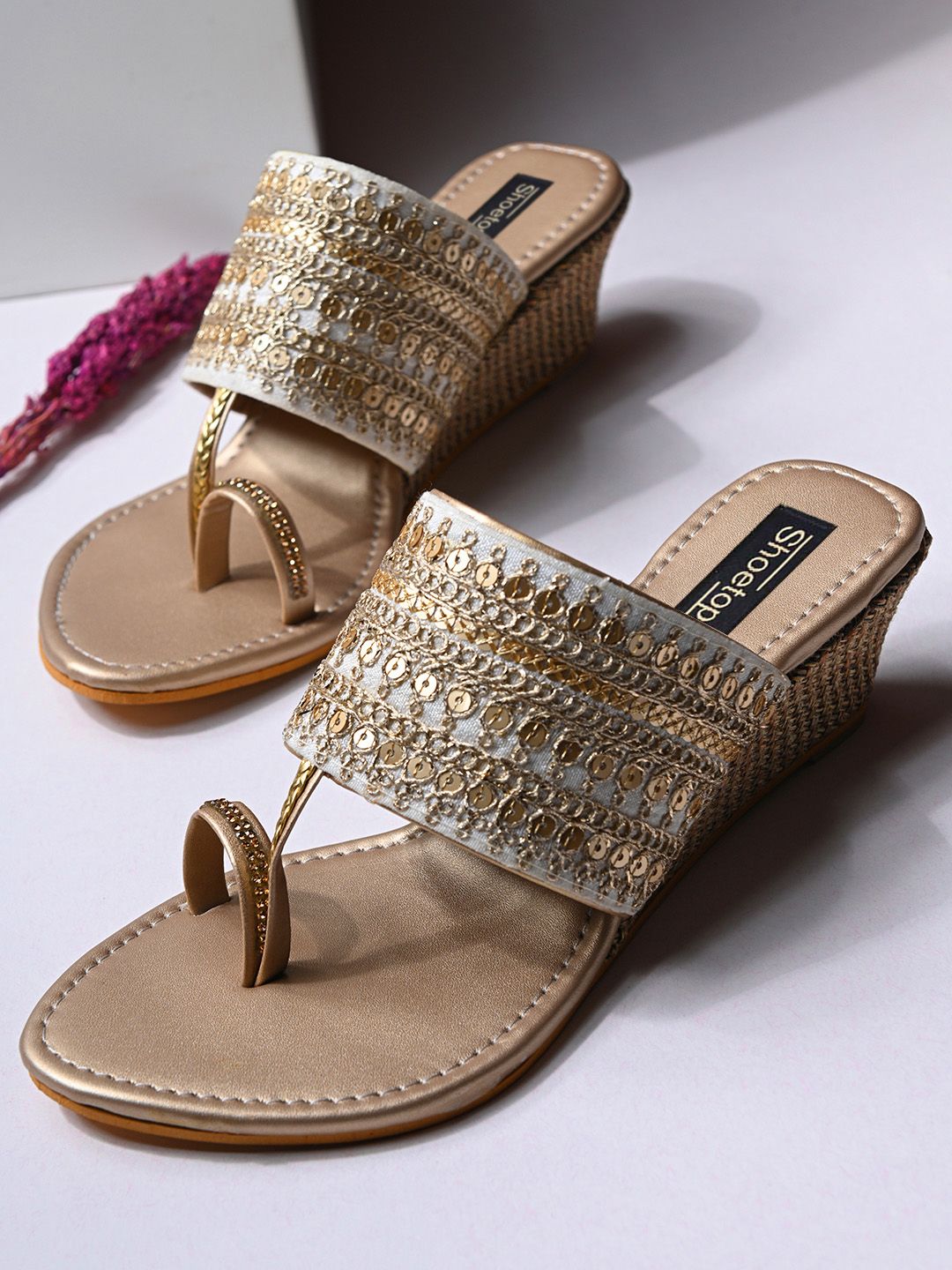 Shoetopia Women Gold-Toned Solid Heels