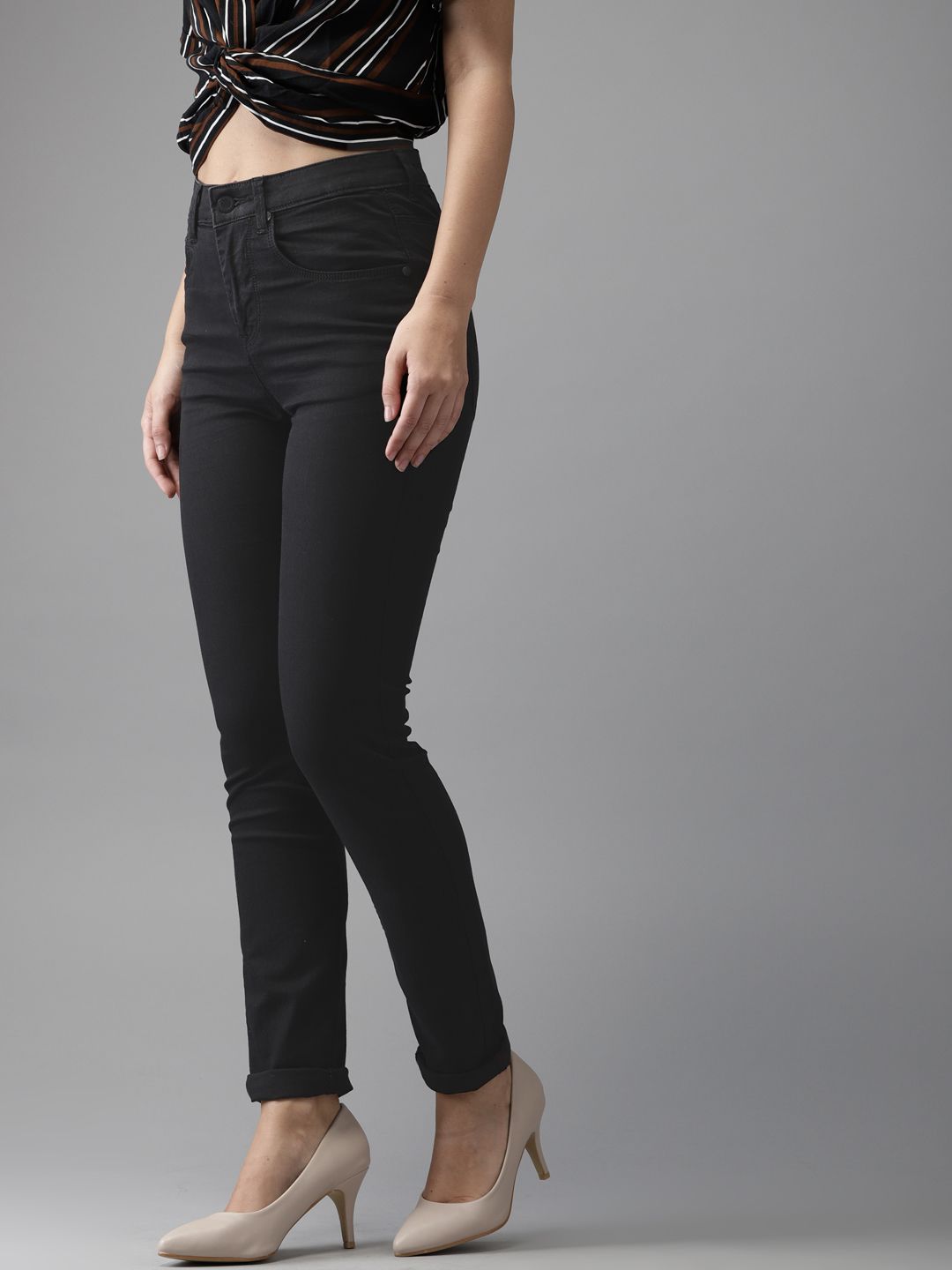 Moda Rapido Women Black Skinny Fit High-Rise Clean Look Stretchable Jeans Price in India