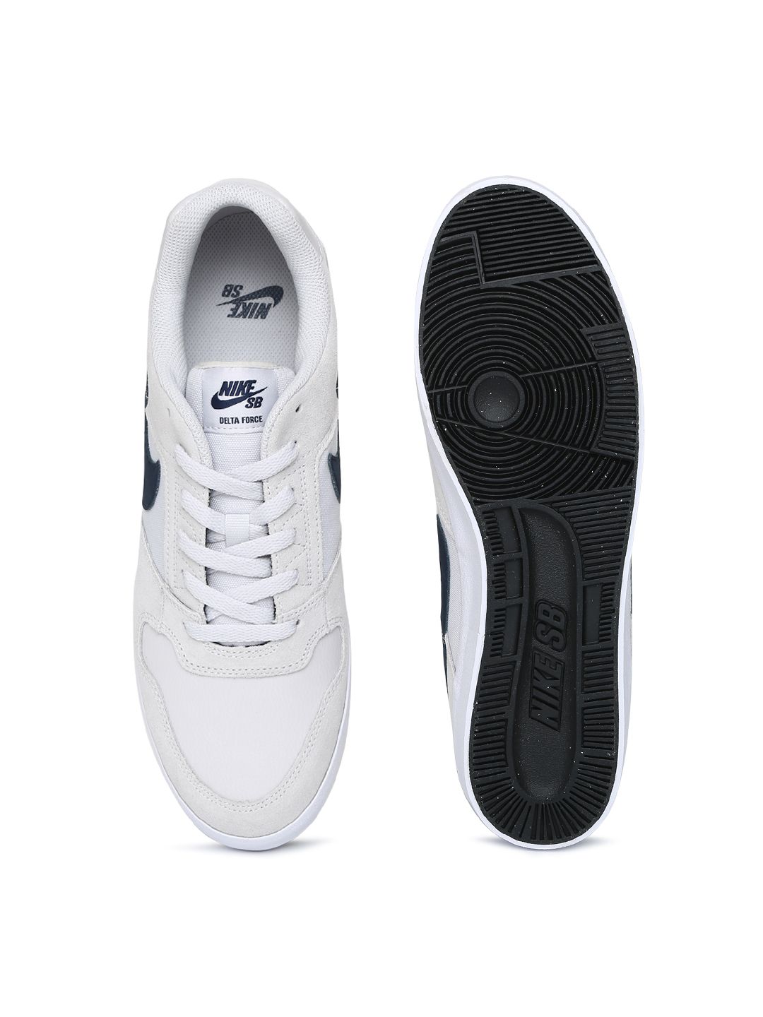 nike sb delta force white & navy skate shoes