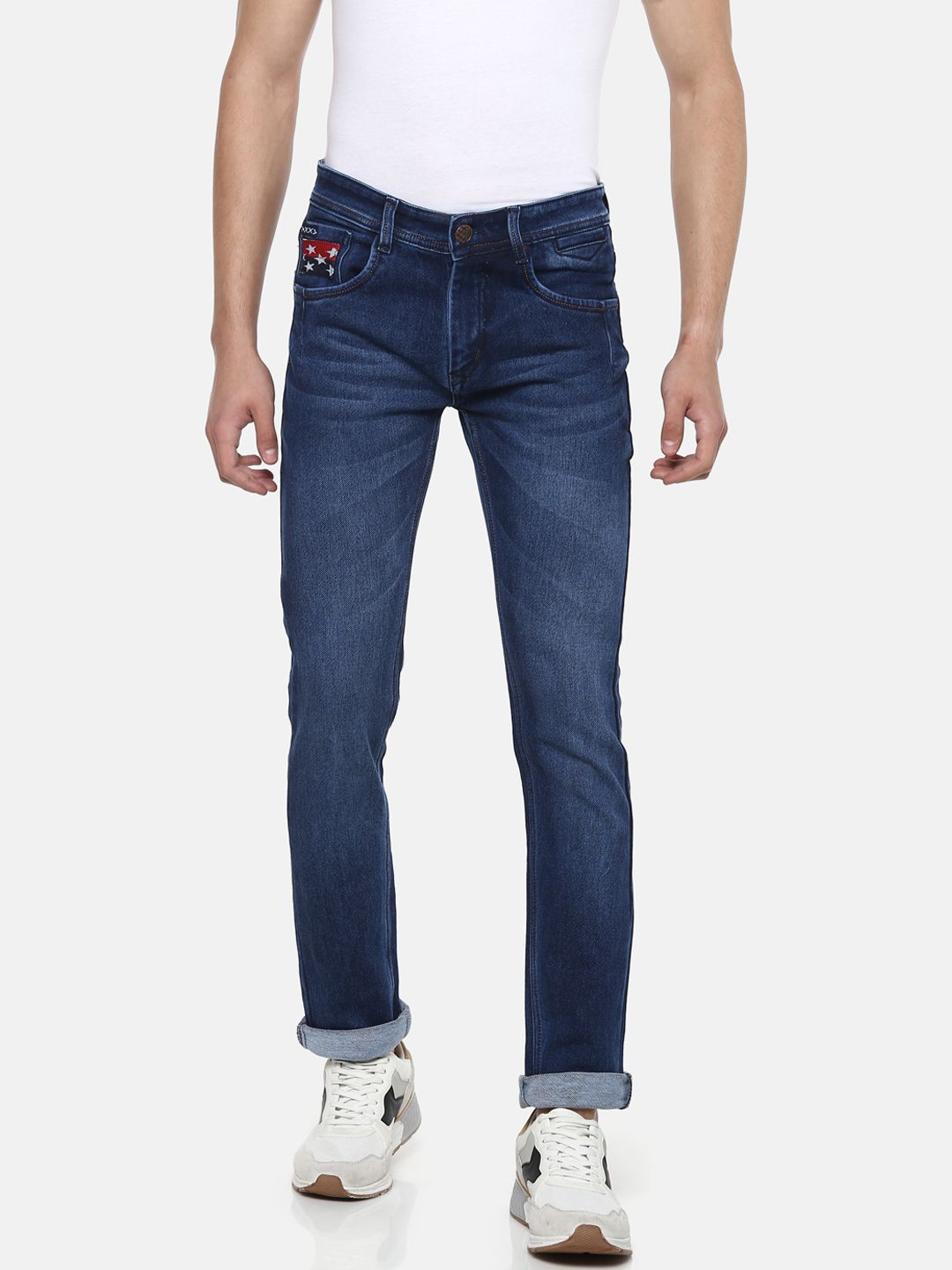 Routeen Men Blue Slim Fit Mid-Rise Clean Look Jeans