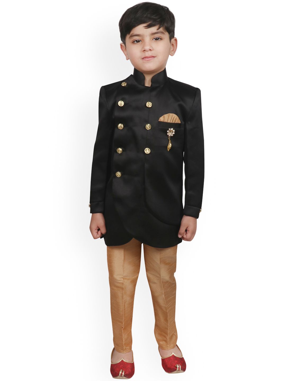 SG YUVRAJ Boys Black & Brown Sherwani Set