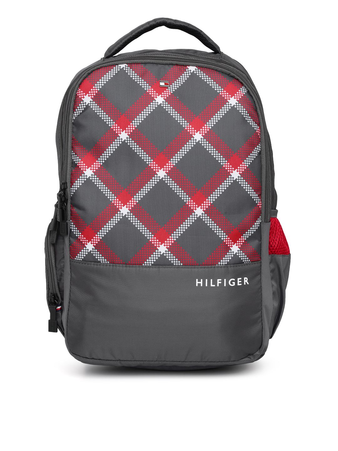 Tommy Hilfiger Unisex Grey & Red Geometric Backpack Price in India