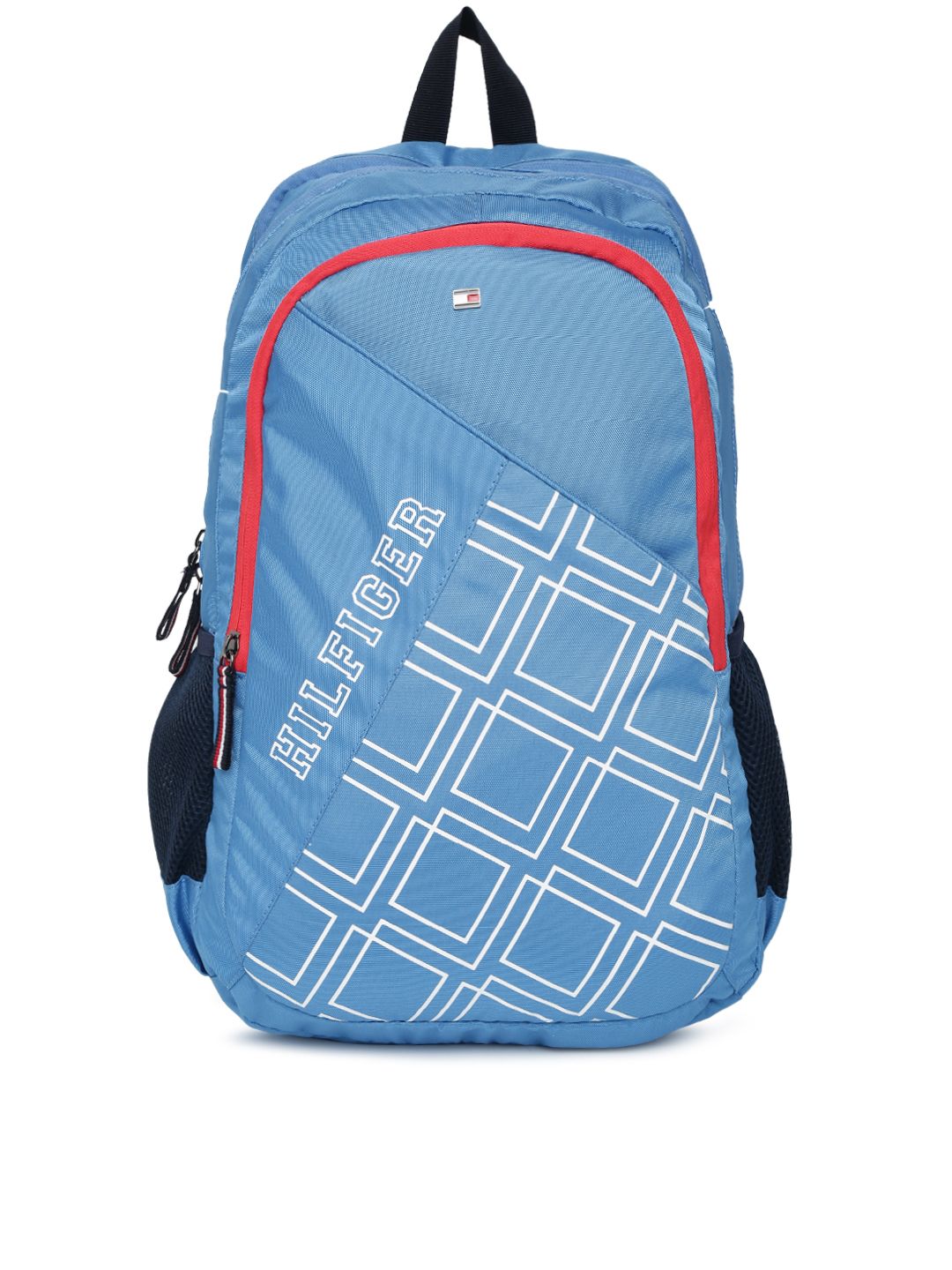 Tommy Hilfiger Unisex Blue & Off-White Geometric Backpack Price in India