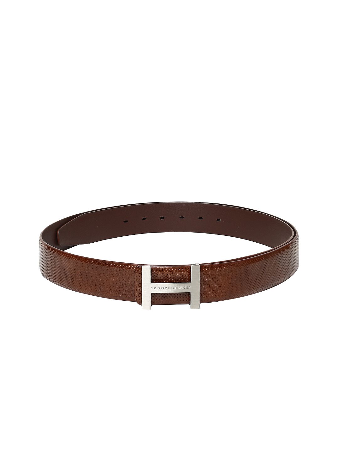 Tommy Hilfiger Men Tan Brown Leather Textured Belt
