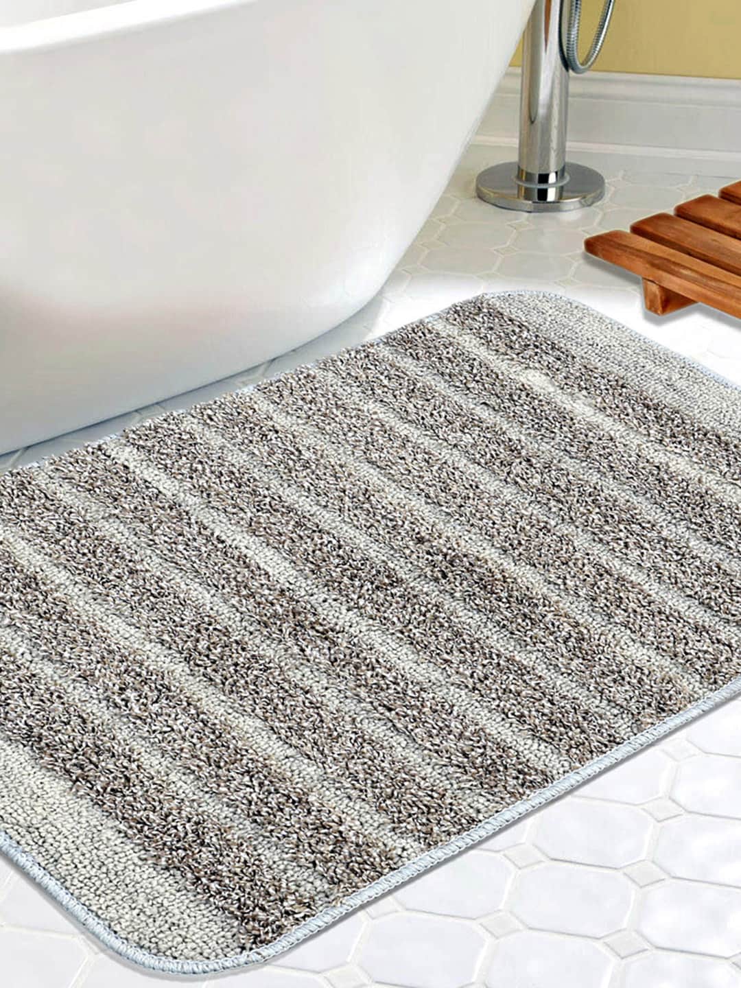 Saral Home Grey Striped Polyester Runner Price in India