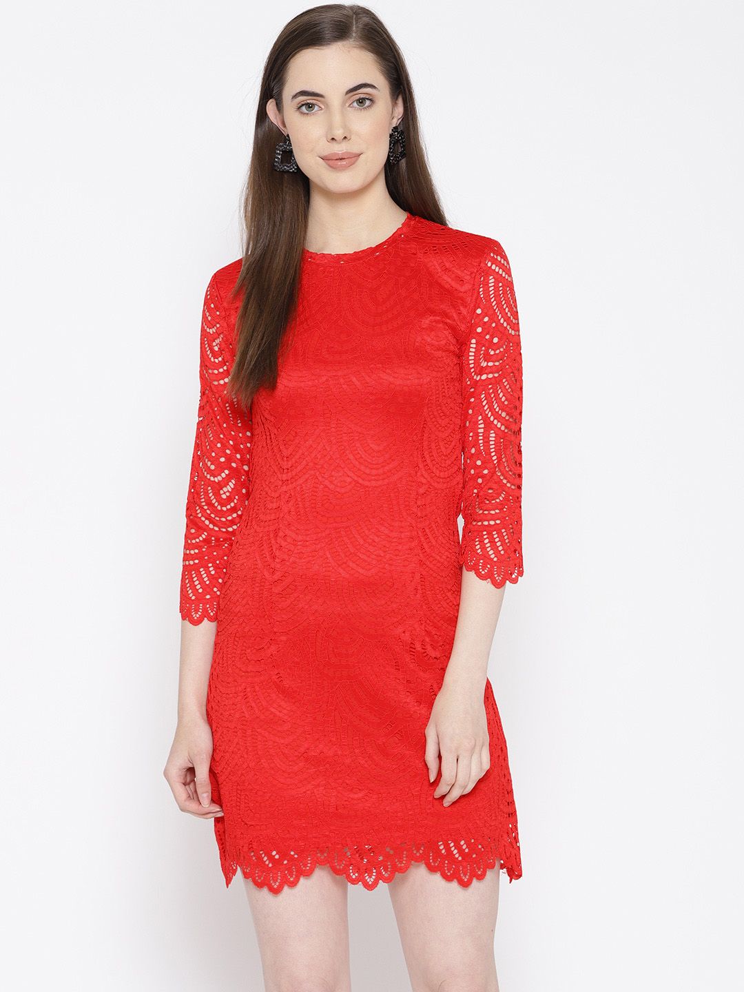 Lace Sheath Dress with Belt