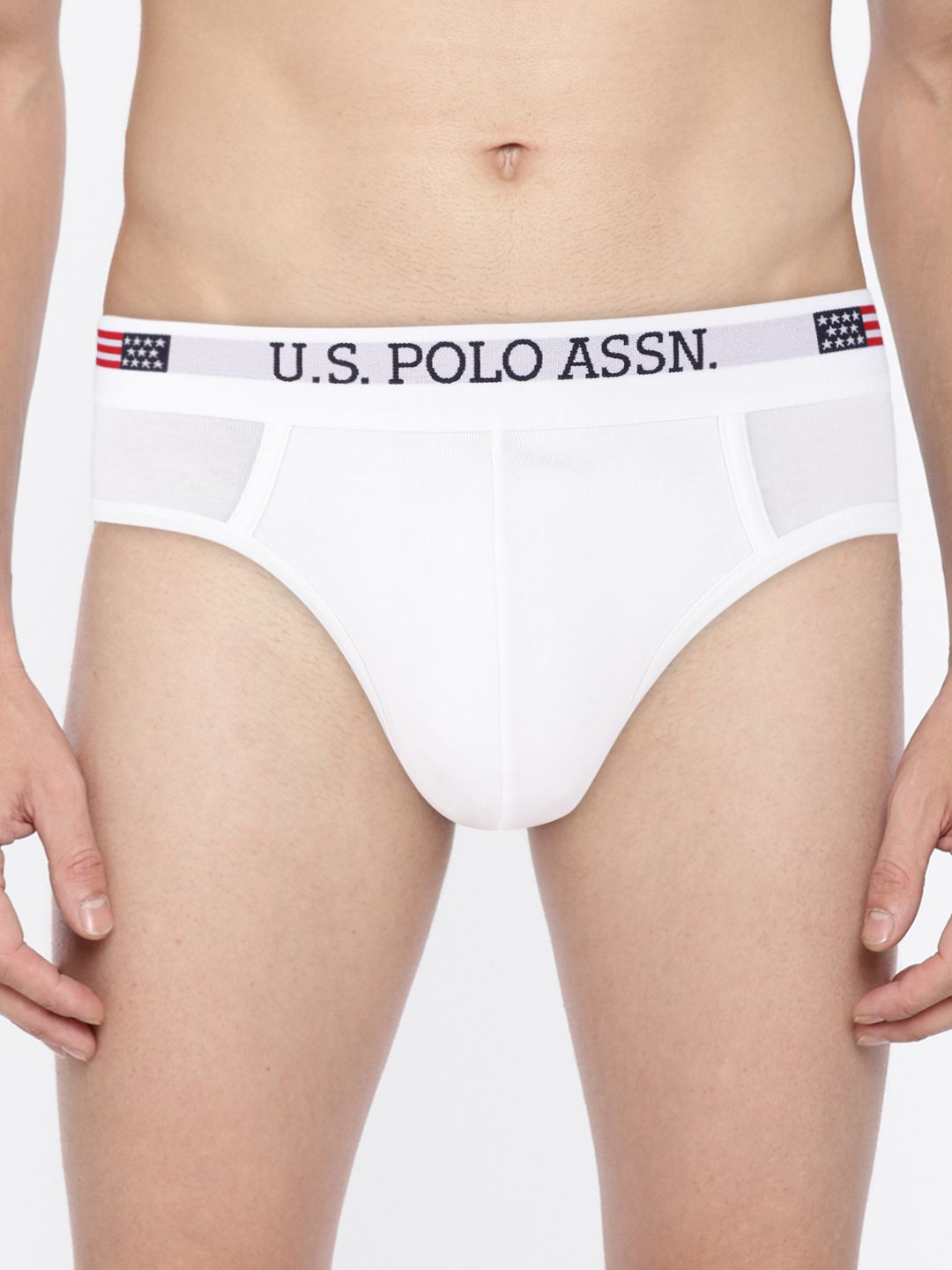 U.S. Polo Assn. Men White Solid Briefs I650-001-Pl-S