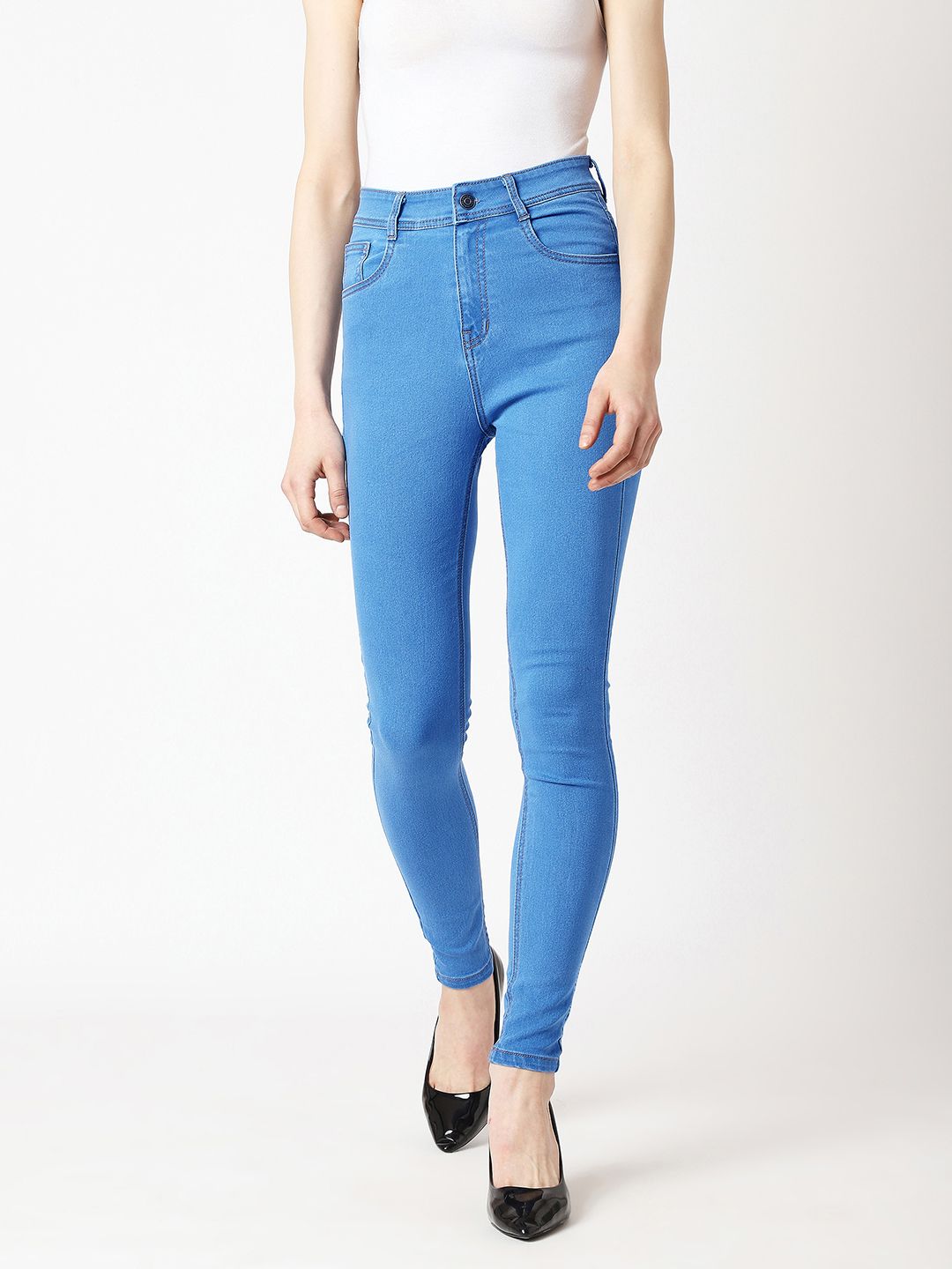 Miss Chase Women Blue Skinny Fit High-Rise Clean Look Jeans Price in India