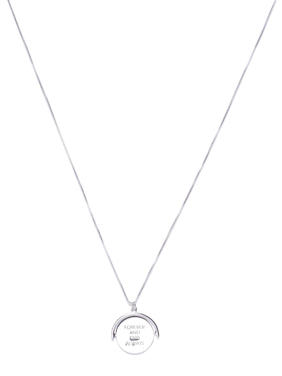 Carlton London 925 Sterling Silver-Silver-Toned Rhodium-Plated Necklace Price in India